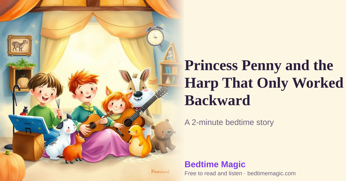 Illustration for Princess Penny and the Harp That Only Worked Backward