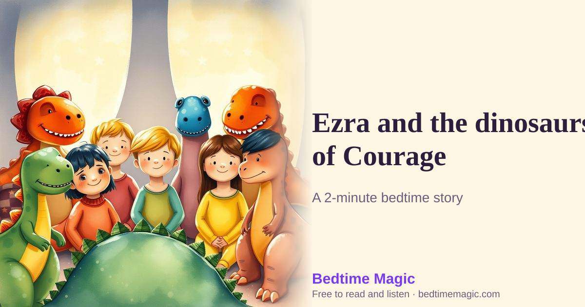 Illustration for Ezra and the dinosaurs of Courage